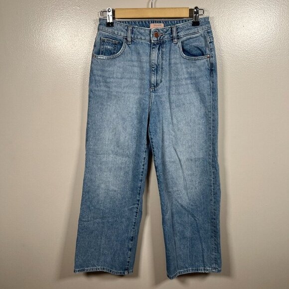 DL1961 Hepburn High Rise Wide Leg Jeans Size 26 Humboldt Light Wash Blue Ankle - Picture 1 of 9